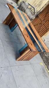 <b>Wooden</b> Epoxy Resin <b>Dining</b> <b>Table</b> Modern Rectangle Solid Wood <b>Table</b> for Home Restaurant Cafe Furniture - Product Image 4