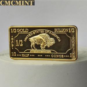 Kustom ukiran emas berlapis kuningan koin 1/2 Oz 100 gilingan emas Tanduk Emas Bar Bullion koin peringatan kerajinan logam - Product Image 2