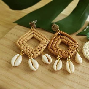 Boucles d'oreilles en rotin pour filles, modèle tendance, élégant, été 2020 - Product Image 3