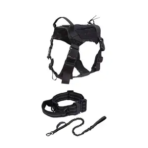 حزام من النايلون الأسود, حزام من النايلون الأسود مقاوم للتمزق ، مجموعة صدر الحيوانات الأليفة التكتيكية الثقيلة في الهواء الطلق الكلب حزام تسخير
