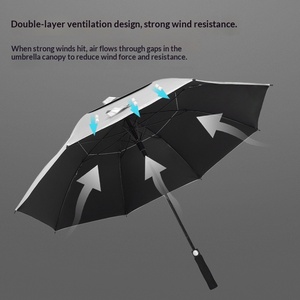 Parapluie de 27 pouces entièrement automatique à manche droit, double couche, grand format, 8 baleines, pour hôtels, cadeaux d'affaires, résistant aux intempéries et au soleil - Product Image 3