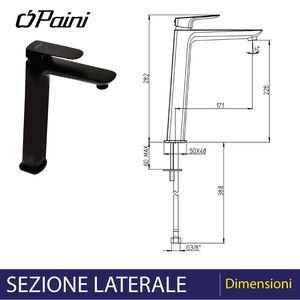 Mélangeur à levier unique pour lavabo haut NOVE Noir sans déchets Outil de tournage élégant - Product Image 5