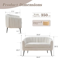 Canapé moderne à deux places en chenille Canapé rembourré Love Seat avec pieds en métal