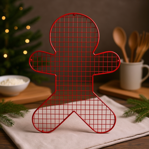 Griglia di raffreddamento in rete rossa Gingerbread Man Wire, utensile per dessert - Product Image 3