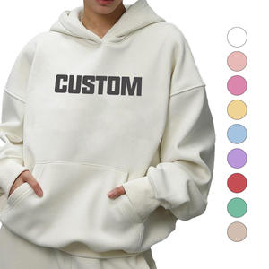 Sweat-shirt à capuche unisexe 100 % coton, coupe oversize, épaules tombantes, personnalisable, épais, vierge, pour broderie - Product Image 2