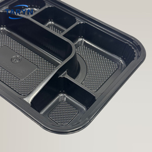 Boîte à lunch bento à emporter avec 5 compartiments, emballage alimentaire en plastique jetable avec couvercle transparent - Product Image 5