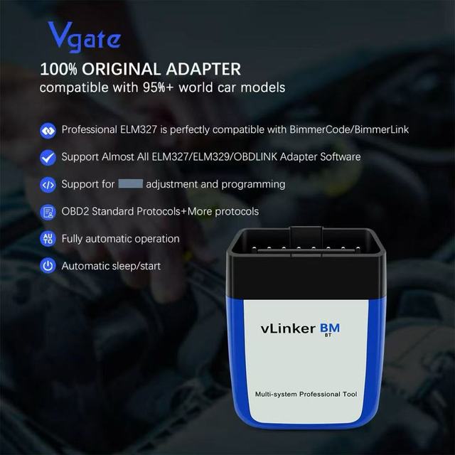 Vgate VLinker BM ELM327 OBD2 Car Diagnostic Scanner with WiFi & for 4.0 for Android/iOS