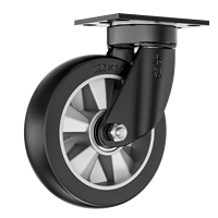 Roue pivotante en caoutchouc massif sans entretien, charge lourde, 3/4/5 pouces, noyau en aluminium, capacité 300 kg, avec frein, pour chariot de plateforme