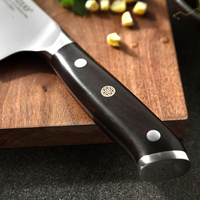 Couteau de chef de cuisine ultra-affûté en acier inoxydable allemand avec manche en bois d'ébène et poignée ergonomique