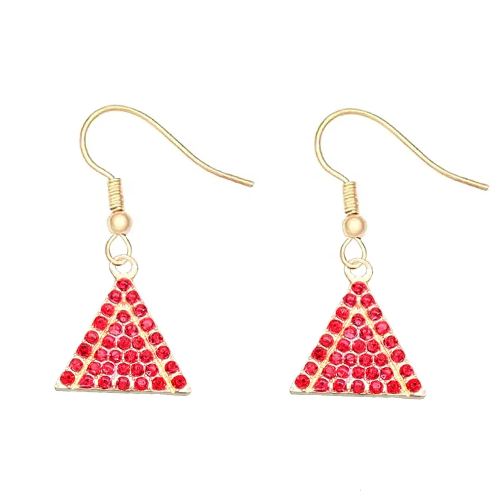 Alloy Triangle Pave Red Rhinestone Earrings Greek Letter DELTA SIGMA Sorority Charms Pendant Earrings Jewelry