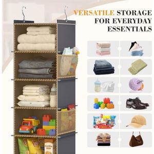 8-Tier Large Capacity Non-Woven Hanging Closet Organizer -Sturdy Iron Frame and Mesh Side Pocket Space Saving Wardrobe Storage - Product Image 3