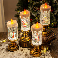 Nouveaux ornements de Noël transfrontaliers, lumières de bougies remplies d'eau, lumières de cristal effet neige tombante, en PVC, pour enfants