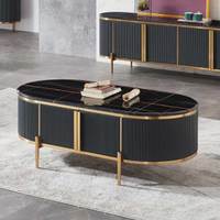 Meuble TV noir au design moderne ensemble de meubles de table centrale en bois support TV et table basse en marbre de luxe pour salon et maison