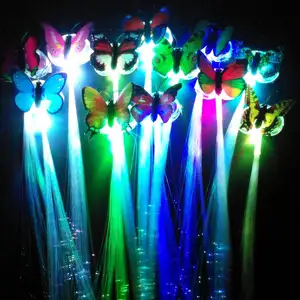 LED lights hair clip optic led barrettes extensions Butterfly hair clips light flash fiber optic hair braids