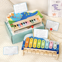 Wooden Children Piano Dinosaur Dolphin Music Table Electronic Keyboard Toy Kids Early Education Wooden Musical Instrument Toy