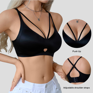 Soutien-gorge sans couture <span class=keywords><strong>noir</strong></span> pour femme, modèle cœur ajouré, sexy, en gelée, pour femme - Grande Vente - Product Image 3