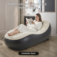 Chaise longue gonflable incurvée en PVC floqué, canapé inclinable portable pour salon, camping, parc