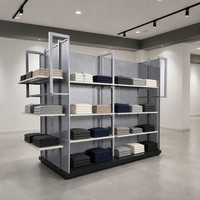 Gondole de présentation de vêtements à dos en maille double face, présentoir multi-niveaux pour magasin de prêt-à-porter
