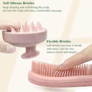Oferta Especial: Set de Peine de Paja de Trigo de Dientes Anchos, Peine Iónico para Peluquería y Champú, Cepillo de Silicona para Masaje y Limpieza para el Hogar - Product Image 5