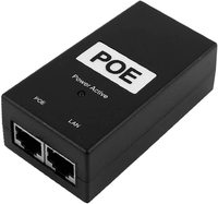 48V 0.5A 24W POE Ethernet CCTV Cámara IP NVR Router Switch LAN Fuente de alimentación del teléfono 2 puertos 10/100Mbps Adaptador de corriente del inyector POE