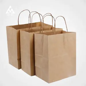 Sacolas de papel Kraft de luxo por atacado com alça sacolas de presente Kraft personalizadas com impressão de rotogravura para compras