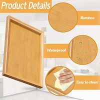 Plateau de service en bois 33 x 22 cm rectangulaire pour thé, boissons, café, collations, plateau décoratif en bambou pour cuisine, salon