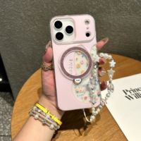 Accessoires mobiles en gros : Coque de téléphone en TPU et PC avec lanière, motif dessin animé mignon, résistante aux rayures pour 17/16/14 Plus/13/12/11