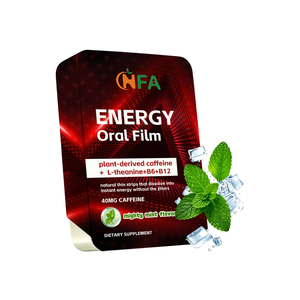 Film oral énergétique personnalisé en usine avec caféine et L-théanine, complément alimentaire pour stimuler l'énergie et renforcer l'immunité - Product Image 1