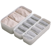 Organisateur de tiroir empilable en ABS, 5 compartiments pour chaussettes, 3 compartiments pour sous-vêtements, boîte de rangement pour bureau et chambre, vente en gros