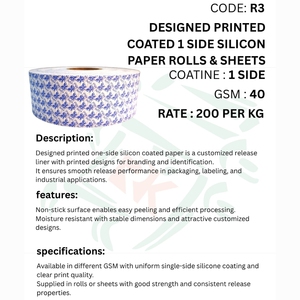 Designed Printed One Side Silicon Coated Paper Rolls and <b>Sheets</b> Release Liner for Labels <b>Stickers</b> Packaging Industrial Use - Product Image 2