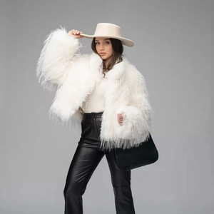 <span class=keywords><strong>Manteau</strong></span> d'hiver pour femmes, noir, blanc, violet, épais, chaud, en fourrure, veste en fourrure longue <span class=keywords><strong>imitation</strong></span>, veste en peluche moelleuse, manteaux moelleux - Product Image 5