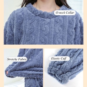 Nuovo Completo Due Pezzi da <span class=keywords><strong>Donna</strong></span> Tinta Unita Casual Autunno Inverno <span class=keywords><strong>Pigiama</strong></span> Termico in Velluto Vita Elasticizzata Spesso e Caldo per la Primavera - Product Image 3