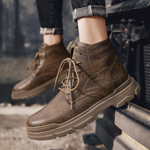 Botas para hombre más vendidas, botas de trabajo británicas de caña alta a la moda, zapatos casuales de caña media versátiles para hombre - Product Image 4