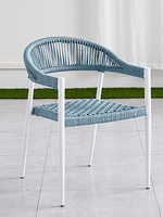 Ensemble de salle à manger extérieur moderne en aluminium, imperméable, avec cordes, 5 pièces, blanc, empilable, confortable, pour hôtel et école, 4 places