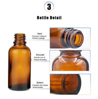 Flacon Compte-Gouttes Vide en Verre Ambré pour Huile Essentielle, 5ml 10ml 15ml 30ml 50ml 100ml