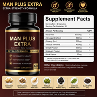 Capsules de Maca Plus pour Hommes, Marque Privée OEM ODM, Complément Herbal pour Booster l'Énergie et Soutenir l'Augmentation de Taille, 60 Comprimés