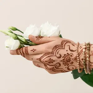 2022 Miếng Dán Henna Mehndi Dụng Cụ Xăm Hình Tay Màu Đỏ Trắng Henna Hình Xăm Hoa Cho Nữ