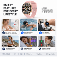 Montre connectée pour homme Ultra NFC AMOLED avec écran rond de 1,75 pouce, étanche IP68, mesure de la pression artérielle, fréquence cardiaque, suivi du sommeil, appels sans fil