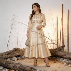 Vestido Abaya de Lujo con Lentejuelas Bordadas en Poliéster, Elegante y Personalizado al por Mayor para Mujeres Musulmanas - Product Image 2