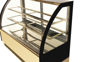 Ventes d'usine bon <span class=keywords><strong>prix</strong></span> vitrine à gâteaux en acier inoxydable doré réfrigérateur d'affichage commercial à <span class=keywords><strong>deux</strong></span> étagères - Product Image 3