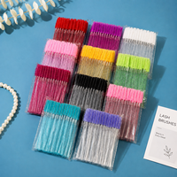 50Pcs Per Bag Sikat Bulu Mata Gagang Kristal Sisir Alis Spiral Alat Ekstensi Bulu Mata Kuas Makeup untuk Salon Rumah Tangga