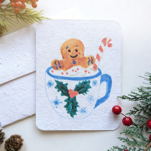 Carte <span class=keywords><strong>de</strong></span> vœux en papier grainé « Chant <span class=keywords><strong>de</strong></span> Noël » – Carte écologique à planter et à faire germer, papier artistique créatif - Product Image 2