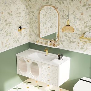 New cream style ceramic integrated basin intelligent multifunctional <b>mirror</b> cabinet <b>wall</b> mounted bathroom cabinet - Product Image 4