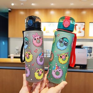 Cartoon Donut Plastic Water Bottle 700ml With Strap Bpa Free For Child School Use - Product Image 1