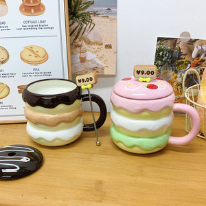 Taza <span class=keywords><strong>para</strong></span> Hamburguesas con Tapa y Cuchara, Gran Capacidad, Diseño Creativo, Taza <span class=keywords><strong>para</strong></span> Café, Desayuno, Regalo <span class=keywords><strong>de</strong></span> Cumpleaños <span class=keywords><strong>para</strong></span> <span class=keywords><strong>Parejas</strong></span> - Product Image 3