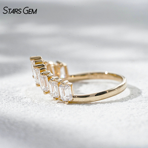 StarsGem 18K Solid Gold Rhodium Plated Vintage 1.65CTW DEF VS Lab Grown Diamond Emerald Cut Stackable Wedding Band Gift - Product Image 5