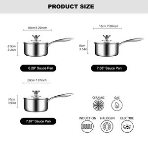 Cacerola de cocina antiadherente de 3 capas, cacerola de <span class=keywords><strong>leche</strong></span> de acero inoxidable 304 316, para Fideos - Product Image 3