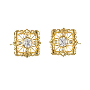 Flower Shape Stud <b>Earrings</b> 925 Silver <b>Posts</b> Claw Setting Party Jewelry EA14222 - Product Image 5