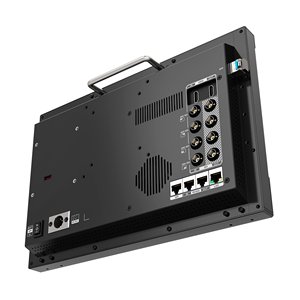 Nouveau moniteur de diffusion studio 13,3 pouces 4K 12G SDI IPS HDR à fibre optique avec haut-parleur intégré, compatible batterie V-lock et support d'éclairage - Product Image 2