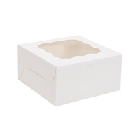 Boîte d'emballage carrée en carton blanc de 6*6*3 pouces avec fenêtre visuelle, qualité alimentaire, pour biscuits, gâteaux, desserts